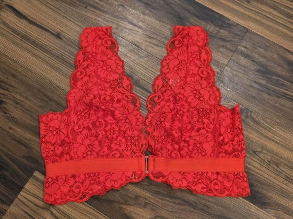 HAH We Are HAH Red Lace Bra Bralette Size L - NWT Sustainable Lingerie